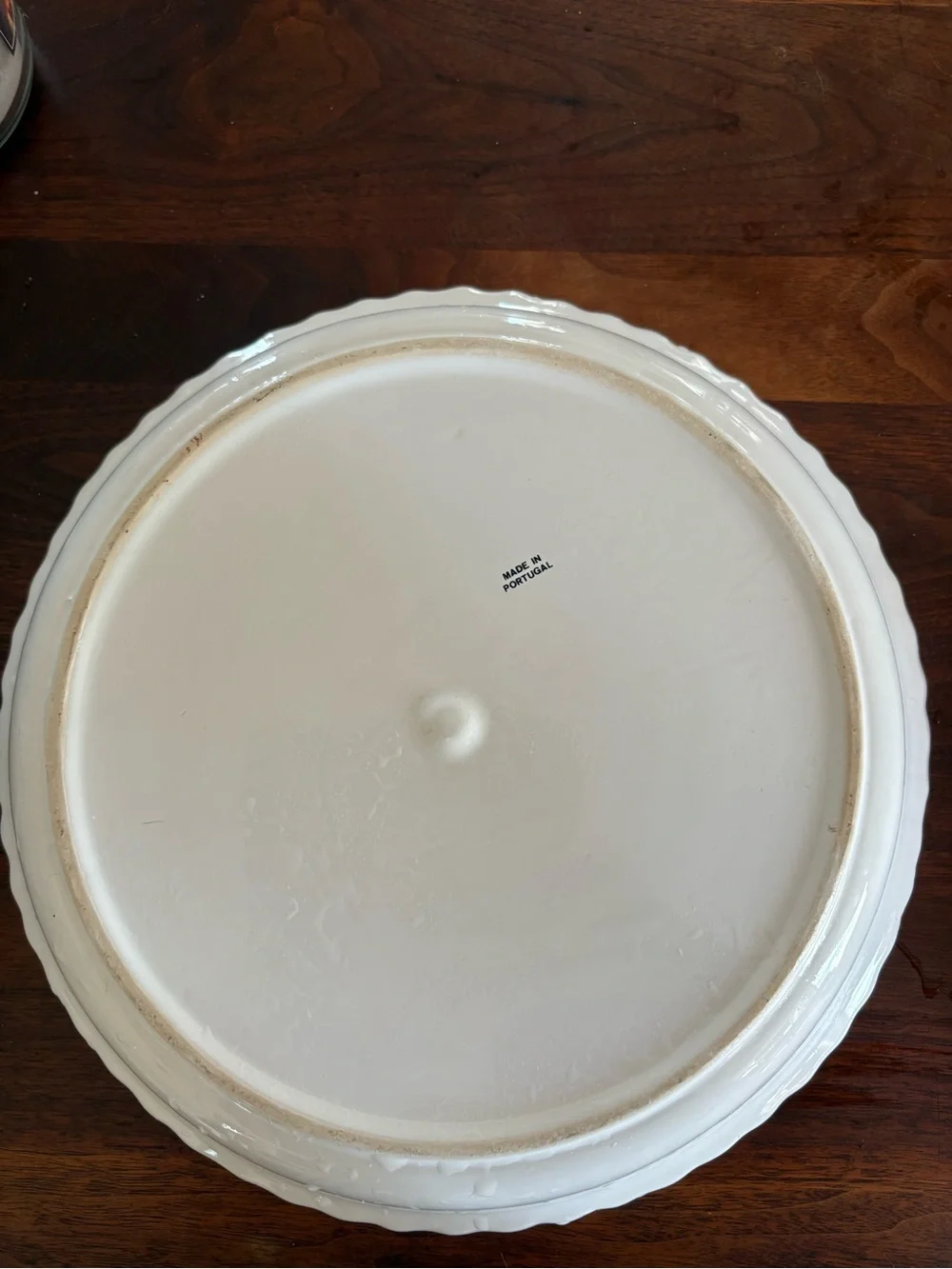 White Vintage Ceramic Fruit-Relief Covered Pie Server with Lemon Handle